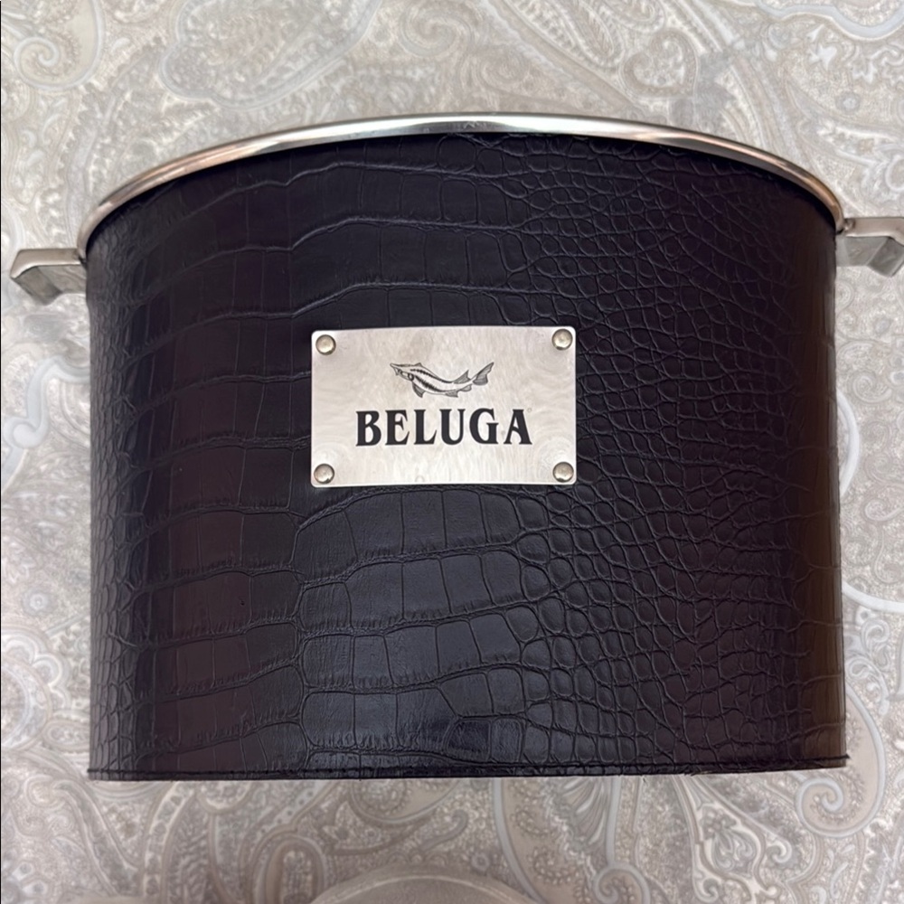 Black Crocodile-Embossed Ice Bucket
